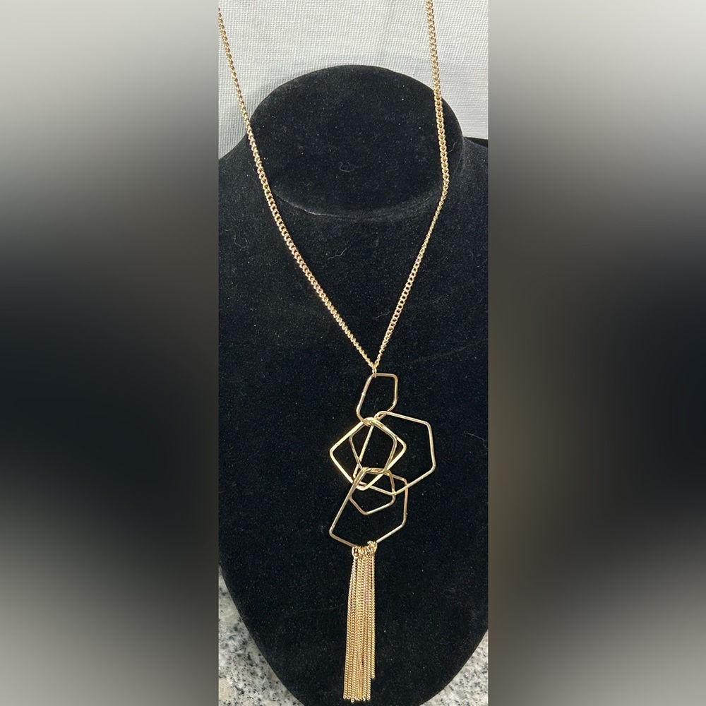 Paparazzi Gold Geometric Necklace with Tassel